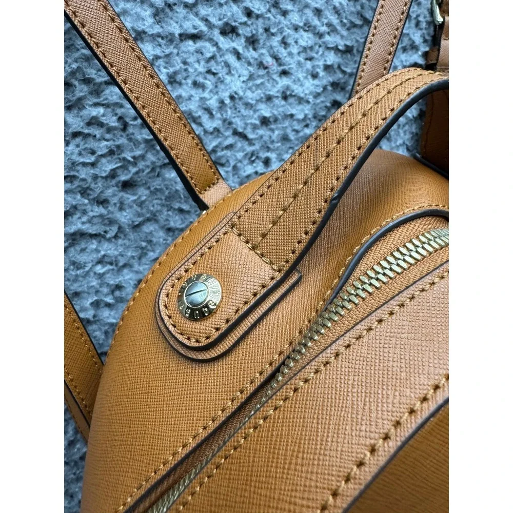 Henri Bendel Leather 57th School & Work Backpack Bag‎ Brown w/ Keychains
